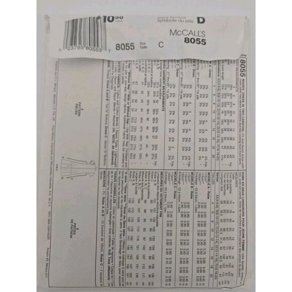 McCalls Sewing Patterns 8055 Size C 10 12 14 Cut Fit Talle D Dresses Two Lengths - Picture 3 of 7